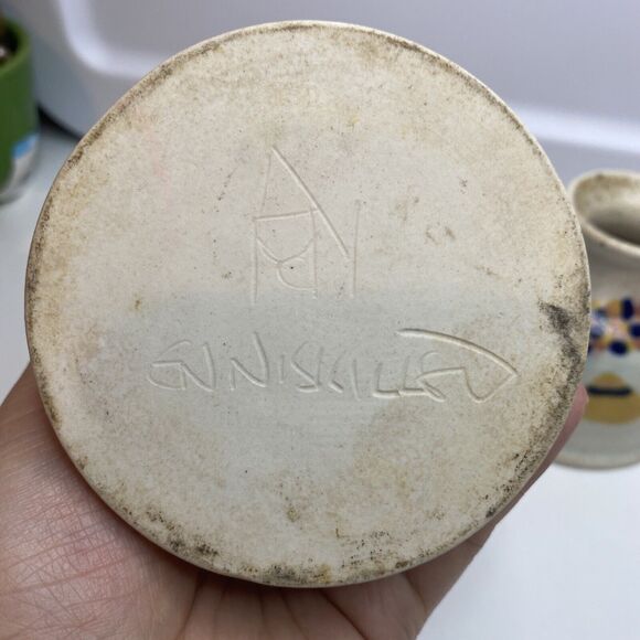 Ann McNulty Enniskillen Irish Studio Pottery Vase Graphic Pastel Abstract Modern - Picture 6 of 13